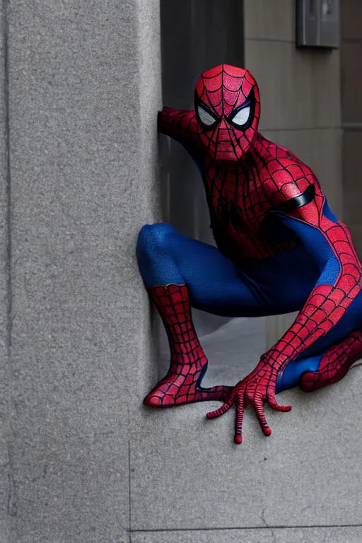 Prompt: cinematic still of spiderman homeless