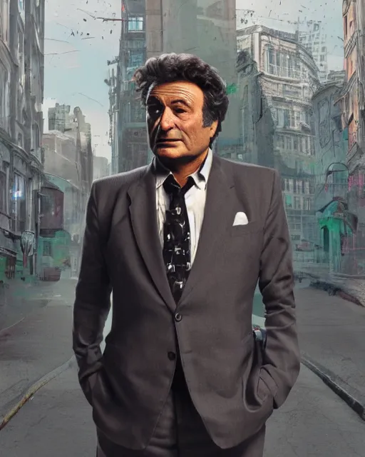 Prompt: Peter Falk's Detective Columbo as a robot, hyperdetailed, full body, LED effects, glowing eyes, professional paint job, standing in a city street, distressed paint, photoreal, caustics, octane render, redshift render, Vray render, all in focus, unreal engine, post processing, ultra detailed, trending on artstation