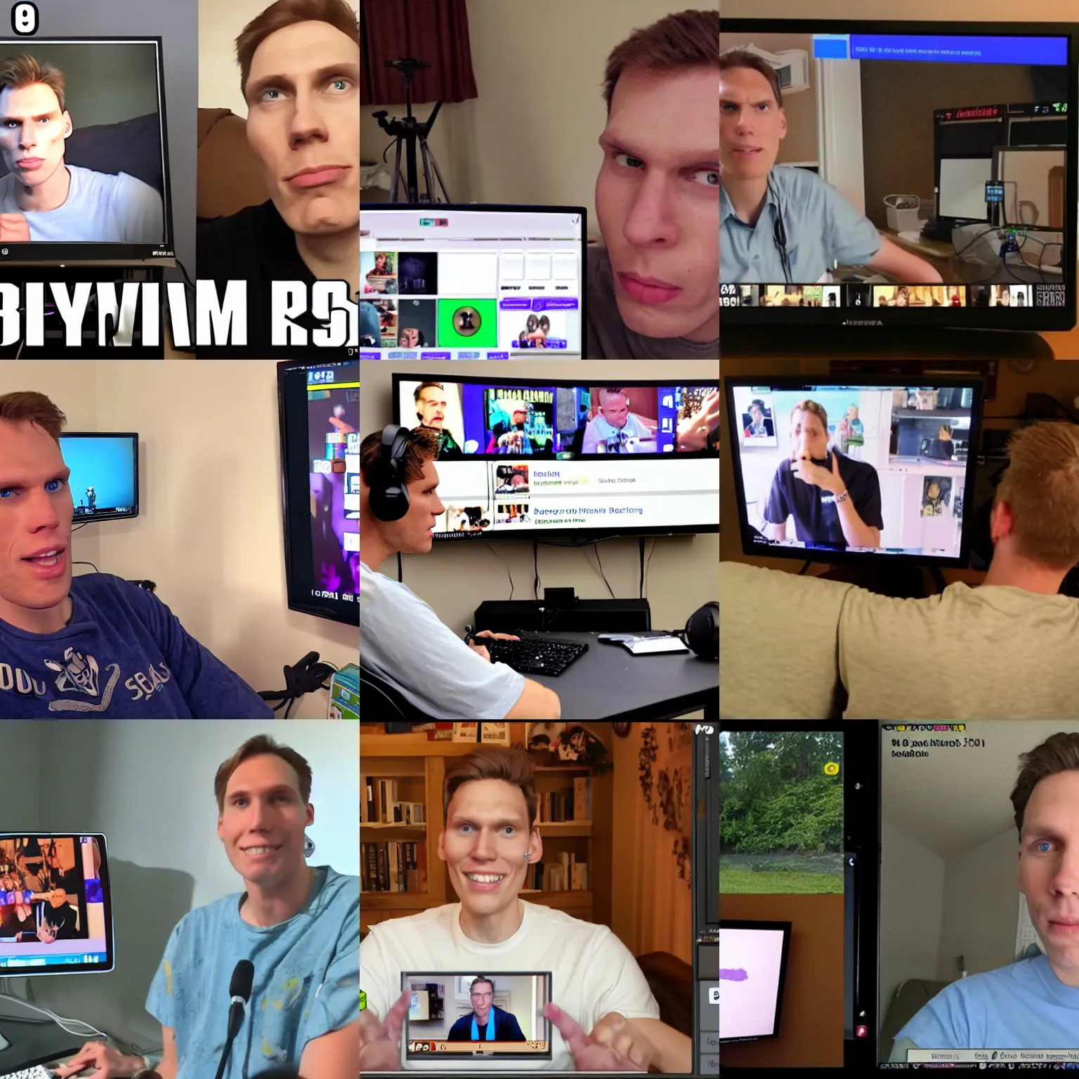 Prompt: jerma985 watching a livestream of jerma985