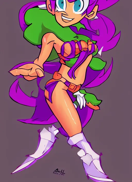 Image similar to shantae in the style of kentaro yabuki