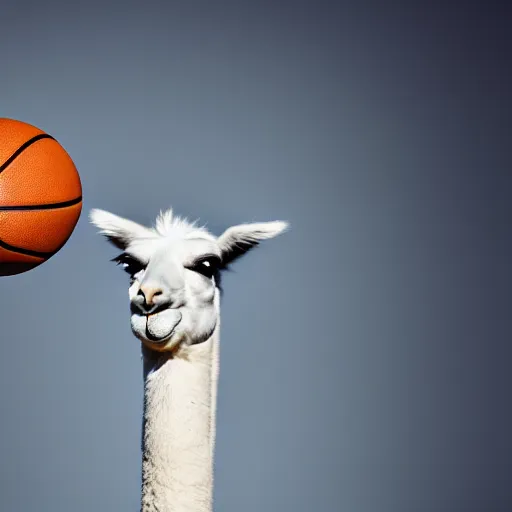 Image similar to a photo of a llama dunking a basketball, 4 k, photography, high resolution