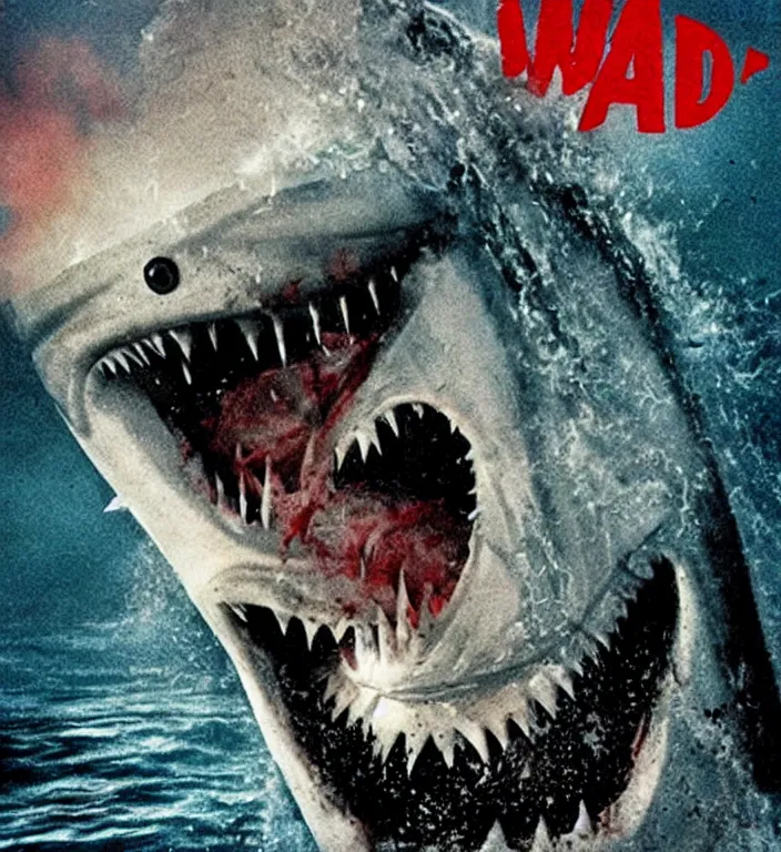 Prompt: a horror movie poster for jaws