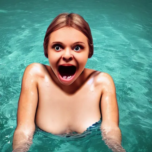 Image similar to photo of a tiny woman swimming inside a person\'s cavernous mouth