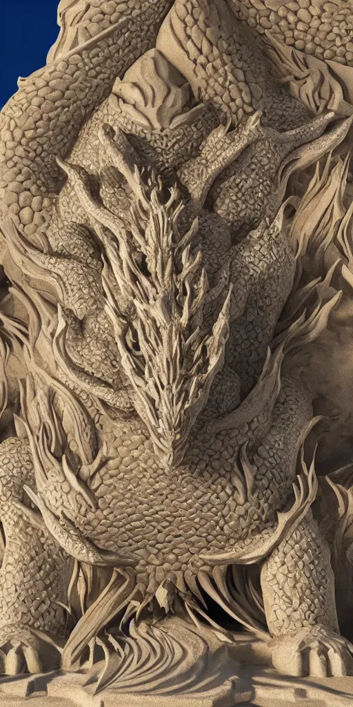 Prompt: photograph of the perfect and detailed of a dragon how a sand sculpture designed by architect antoni gaudi, cinematic composition, catalan modernisme, hyperrealistic, volumetric lighting, epic, insanely detailed, beautiful, unreal engine 5 render, 8 k,