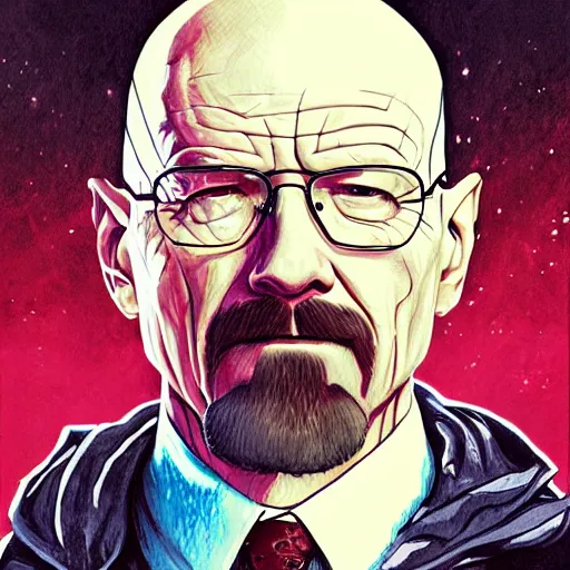 Image similar to painting of walter white as a hogwarts student, illustration, artistic, colorful, hyper detailed, in the style of greg rutkowski