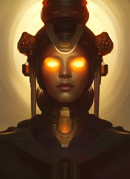 Image similar to symmetry!! portrait of ancient soldier, sci - fi, glowing lights!! intricate, elegant, highly detailed, digital painting, artstation, concept art, smooth, sharp focus, illustration, art by artgerm and greg rutkowski and alphonse mucha, 8 k