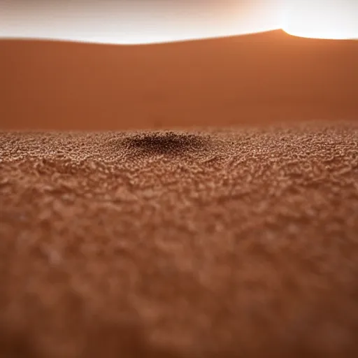 Image similar to Woman made out of sand sitting in desert and staring down at her hand as it slowly blows away and disappears grain by grain. high quality, photo realistic, ultra detail, artistic lighting, realistic, award winning photo, trending on artstation