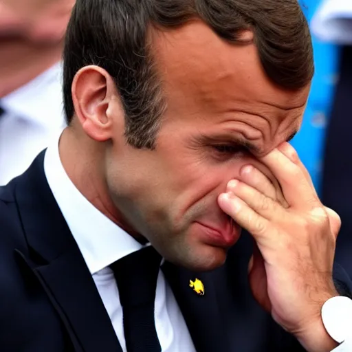Prompt: Macron crying like a little girl