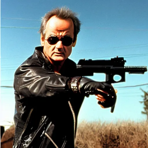 Image similar to bill murray plays the terminator, movie still, promotional shot