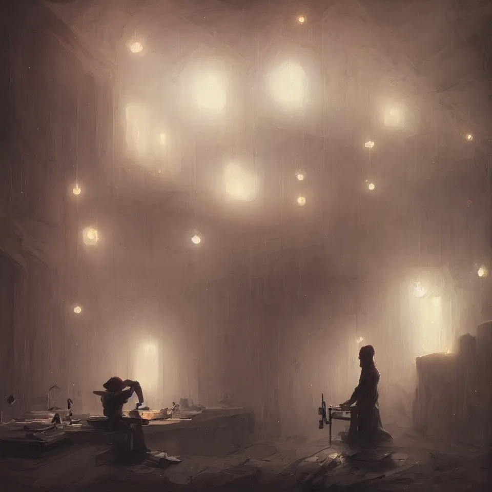 Image similar to a creepy painter, painting the time, intricate, elegant, glowing lights, highly detailed, digital painting, artstation, concept art, smooth, sharp focus, illustration, loneliness, great space, greg rutkowski, 8 k, very high resolution, astrophotography, processing, extremely hyperdetailed