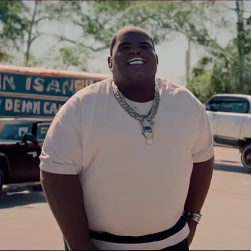 Prompt: film still of sean kingston driving a dodge ram