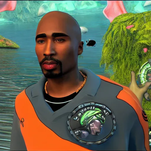 Prompt: Tupac in Subnautica