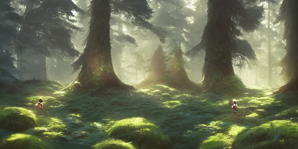 Image similar to a forest, highly detailed oil painting, Studio Ghibli, Jessica Rossier, digital art, octane render, beautiful composition, trending on artstation, masterpiece