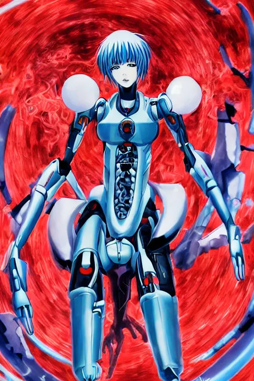 Prompt: female anime character rei ayanami cyborg in the center giygas epcotinside a space station eye of providence wojtek siudmak vivid hr giger to eye hellscape mind character environmental