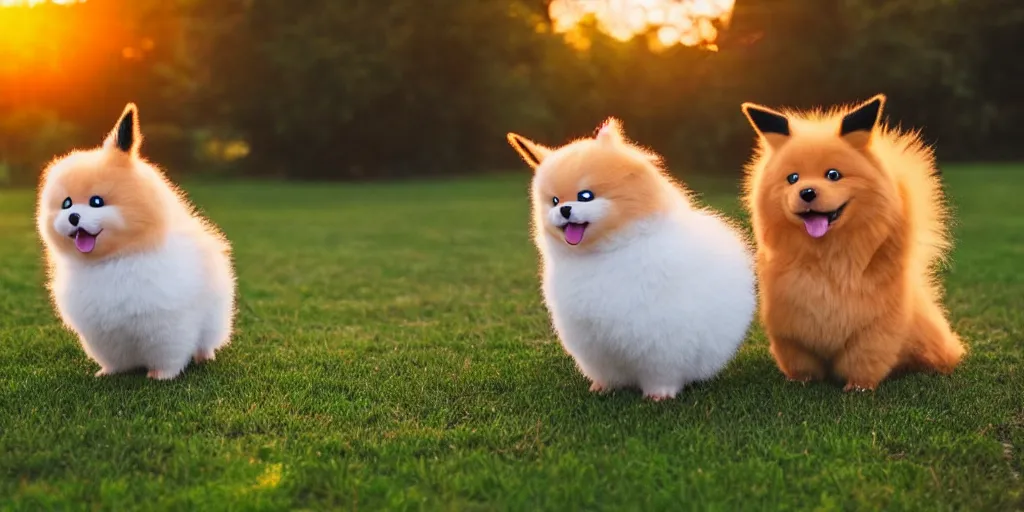 Image similar to real life pokemons photo cute chuncky adorable fluffy ultra realistic golden hour sharp focus