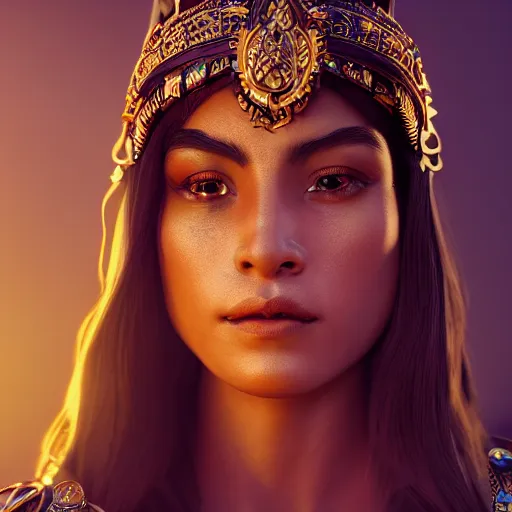 Prompt: portrait of wonderful incan princess zia with tanned skin, ornate 8 k gorgeous intricate detailed, accent lighting, dramatic light, octane render