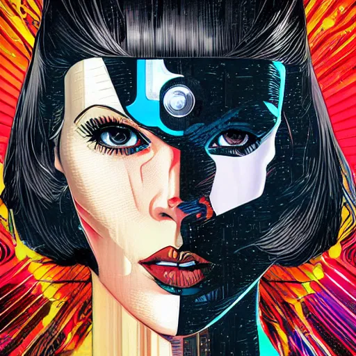 Image similar to portrait of a female android, by DC comics and Sandra Chevrier