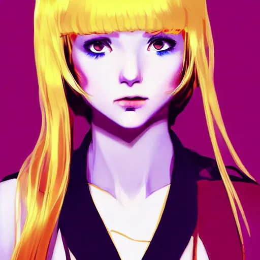 Image similar to ilya kuvshinov with long sky blue hair, gold eyes, amber eyes, boy face, professional digital painting, concept art, award - winning photography, cinematic, wlop, color block, pop, hip, art by andy warhol, pixiv art, yoshitaka amano