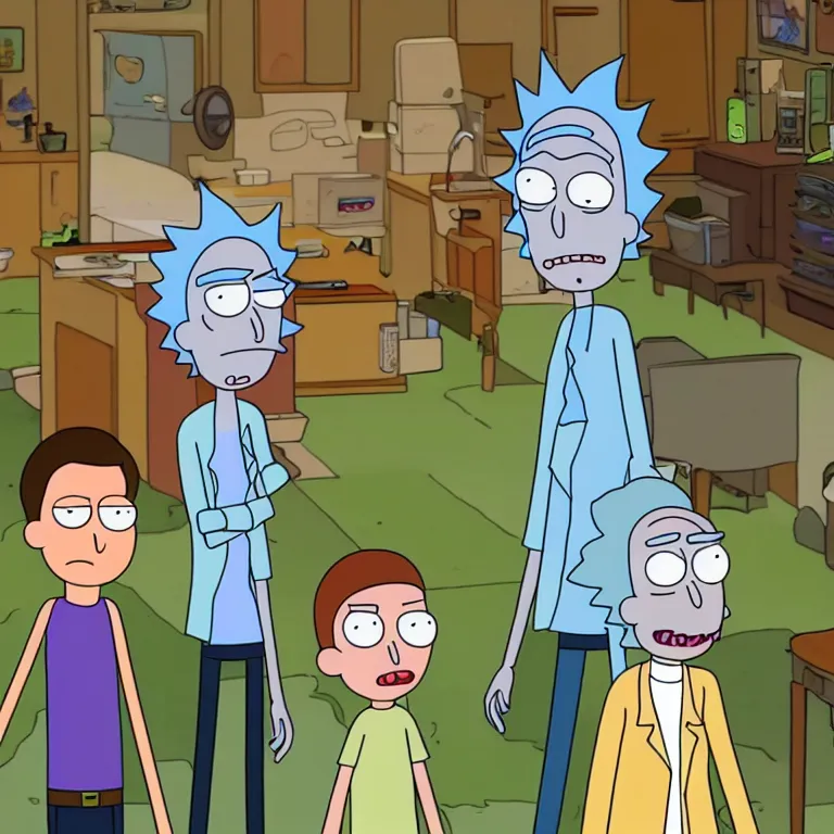 Image similar to photo of real people who look like Rick and Morty, 8k resolution, ultra-realistic, highly detailed