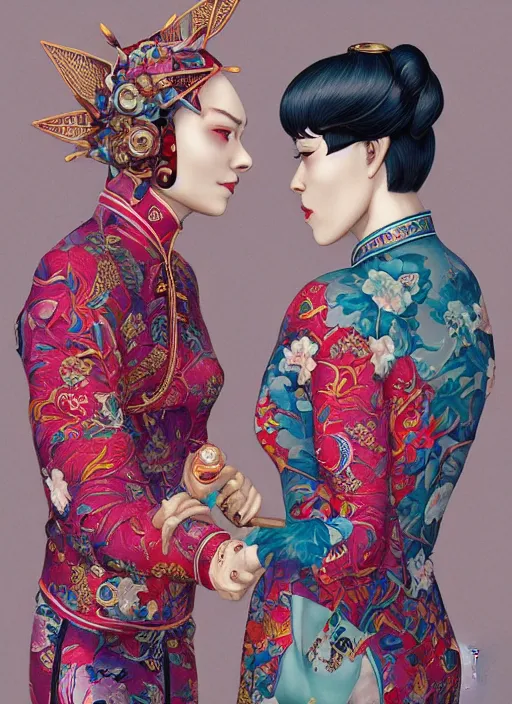 Image similar to cheongsam : : by martine johanna and simon stalenhag and chie yoshii and casey weldon and wlop : : ornate, dynamic, particulate, rich colors, intricate, elegant, highly detailed, centered, artstation, smooth, sharp focus, octane render, 3 d