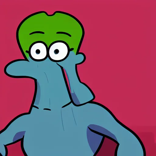 Prompt: giga chad, handsome, handsome squidward, cartoon network style, strong chin, detailed lines, vivid colors