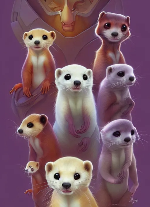 Prompt: cute intergalactic ferrets, natural lighting, path traced, highly detailed, high quality, digital painting, by don bluth and ross tran and studio ghibli and alphonse mucha, artgerm