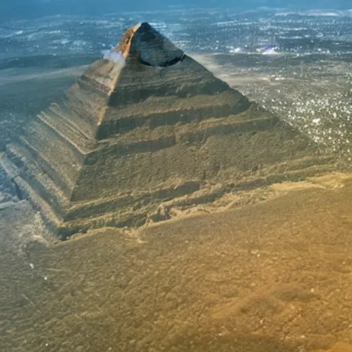 Image similar to bronze age empire, satellite view, pyramids and ancient agriculture landscape