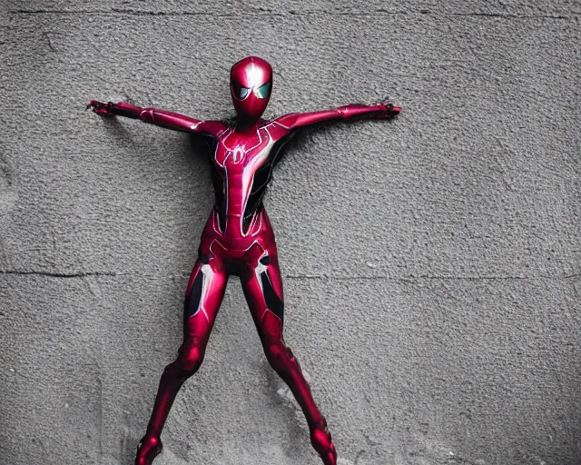 Image similar to iron spider suit, lomography lady grey