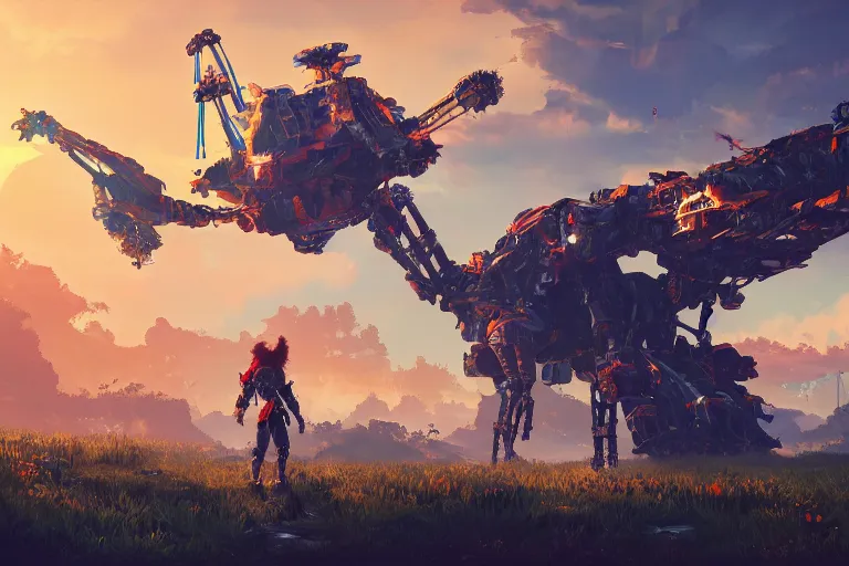 Image similar to sunwing machine mecanical creature robot of horizon forbidden west horizon zero dawn bioluminiscence global illumination ray tracing hdr fanart arstation by ian pesty and alena aenami artworks in 4 k