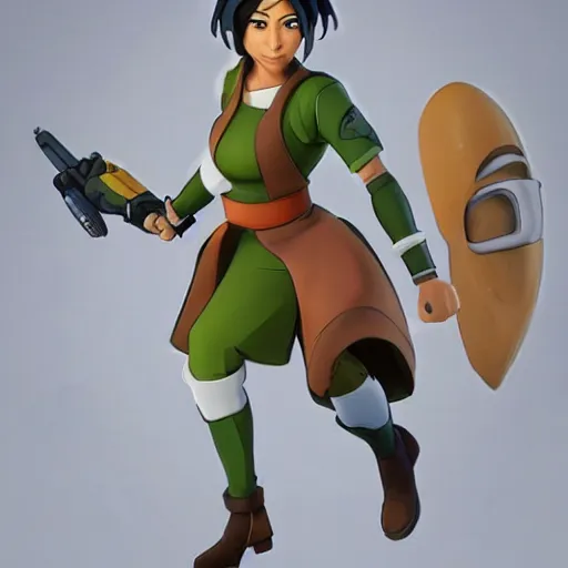 Image similar to toph beifong in fortnite, character render, full body shot, highly detailed, in game render