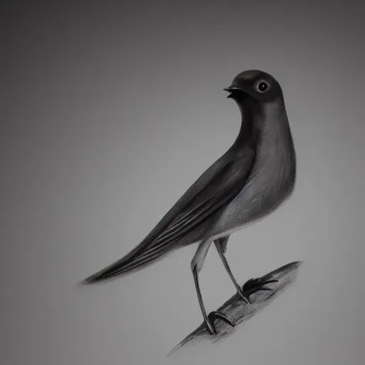 Prompt: black and white matte painting of a bird with glowing eyes, sinister