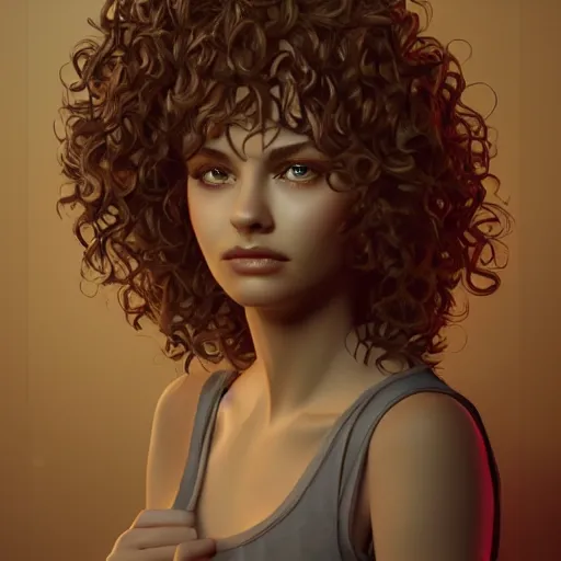 Prompt: realistic character in a 90's hotel, curly hair, detailed, artstation, nostalgic lighting