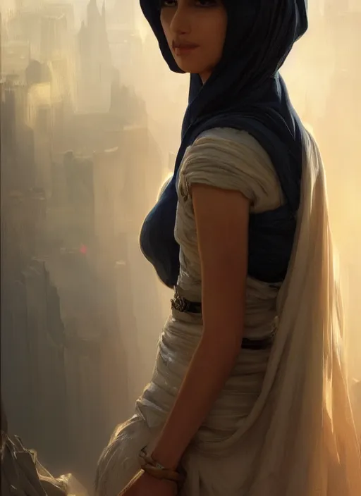 Image similar to a Photorealistic dramatic hyperrealistic render of an arab ameera al taweel, blue eyes, black hair, white veil,by WLOP,Artgerm,Greg Rutkowski,Alphonse Mucha, Beautiful dynamic dramatic dark moody lighting,shadows,cinematic atmosphere,Artstation,concept design art,Octane render,8K