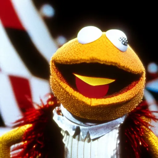 Image similar to A film still of Freddie Kruger in the muppets (1980s)