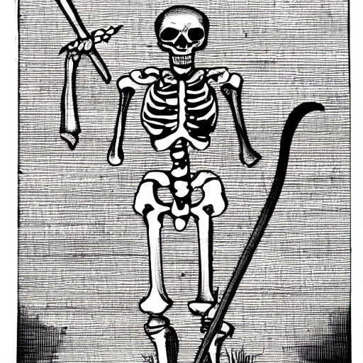 Prompt: Skeleton with big sword