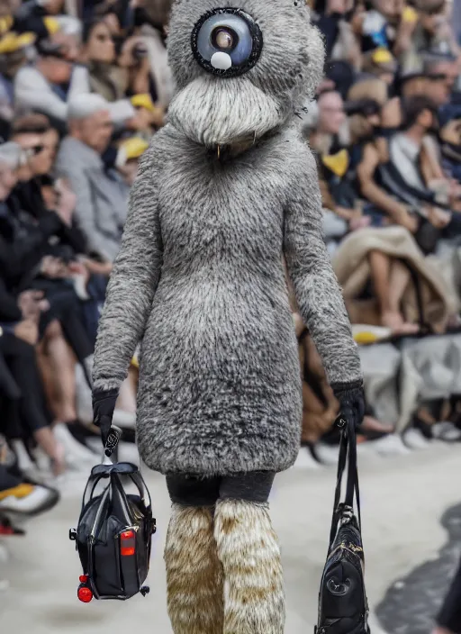 Image similar to hyperrealistic and heavy detailed moncler runway show of minions, leica sl 2 5 0 mm, vivid color, high quality, high textured, real life