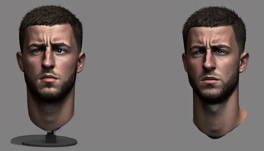 Prompt: hand paited bust of eden hazard, hyperdetailed, artstation, cgsociety, 8 k