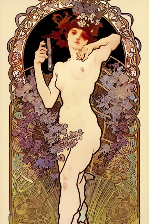 Image similar to pain(t) by alphonse mucha by james jean and by ross tran