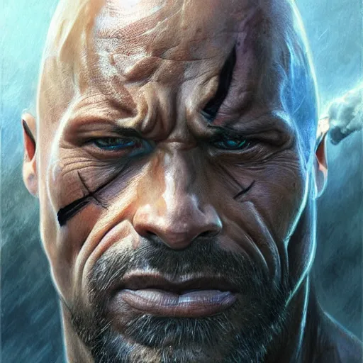 Prompt: dwayne johnson as berserker old half shark half man with a large scar across his eye | cinematic lighting | award - winning | closeup portrait | by donato giancola and mandy jurgens and charlie bowater | featured on artstation | pencil sketch