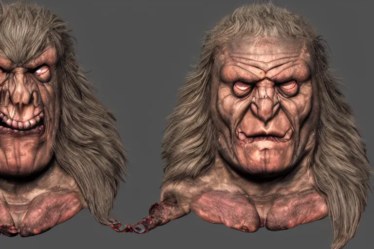 Prompt: Evil Super Titan Massive Fleshy Demonic Morbidly Obese God named Sakla, head portrait, unreal engine