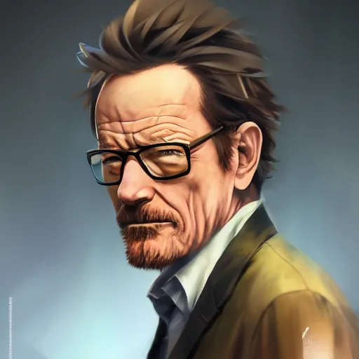 Image similar to An anime portrait of Bryan Cranston, by Stanley Artgerm Lau, WLOP, Rossdraws, James Jean, Andrei Riabovitchev, Marc Simonetti, and Sakimichan, tranding on artstation