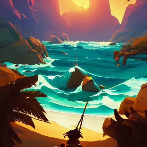 Image similar to painting treasure on sea of thieves game smooth median photoshop filter cutout vector, behance hd by jesper ejsing, by rhads, makoto shinkai and lois van baarle, ilya kuvshinov, rossdraws global illumination