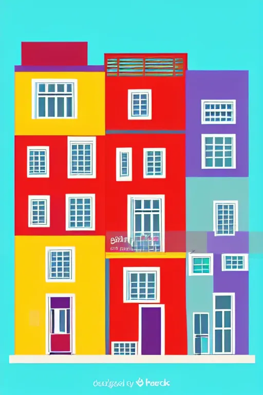 Image similar to minimalist boho style art of colorful houses in istanbul, illustration, vector art