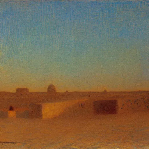 Prompt: timbuktu, by henry ossawa tanner, at sunrise