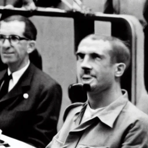 Prompt: jar jar binks, a war criminal, at the nuremberg trials, archive photo by reuters