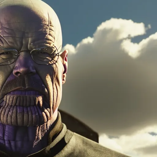 Prompt: thanos as walter white. still image from breaking bad. 4 k photo ”