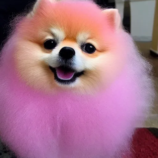 Image similar to cotton candy that looks like a pomeranian