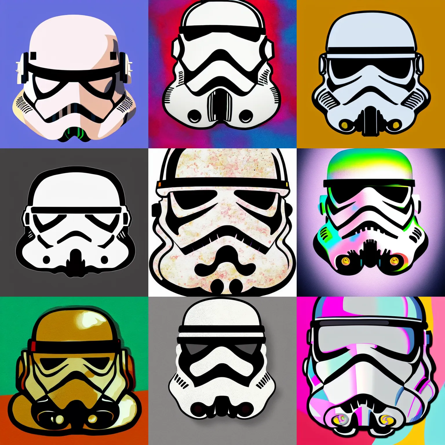 Prompt: pop-art stormtrooper helmet trending on artstation illustration painterly colors