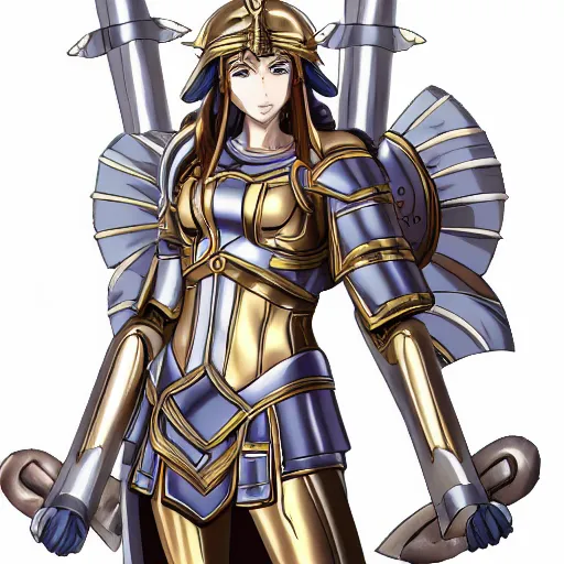 Image similar to the goddess athena in armor anime style, high resolution