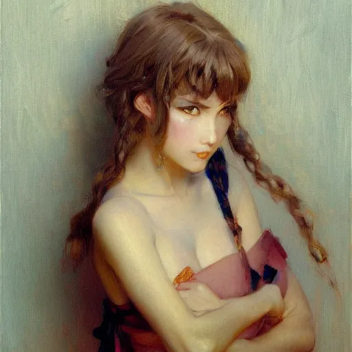 Prompt: detailed portrait of pouting anime girl, a painting by gaston bussiere, craig mullins, j. c. leyendecker